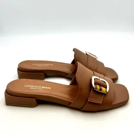Ciabatta Lorenzo Mari con Fibbia in Nappa Cuoio Tacco 3 cm art. Samu Mag 19