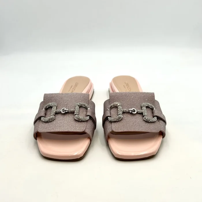 Ciabatta Lorenzo Mari con Accessorio Gioiello in Vernice e Glitter Rosa Tacco 3 cm art. Samu 01, foto 2 di 5