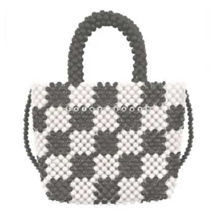 Borsa Piccola Mc2 Saint Barth Bianco Nera art. Beaded Small Bag Beads Check 00