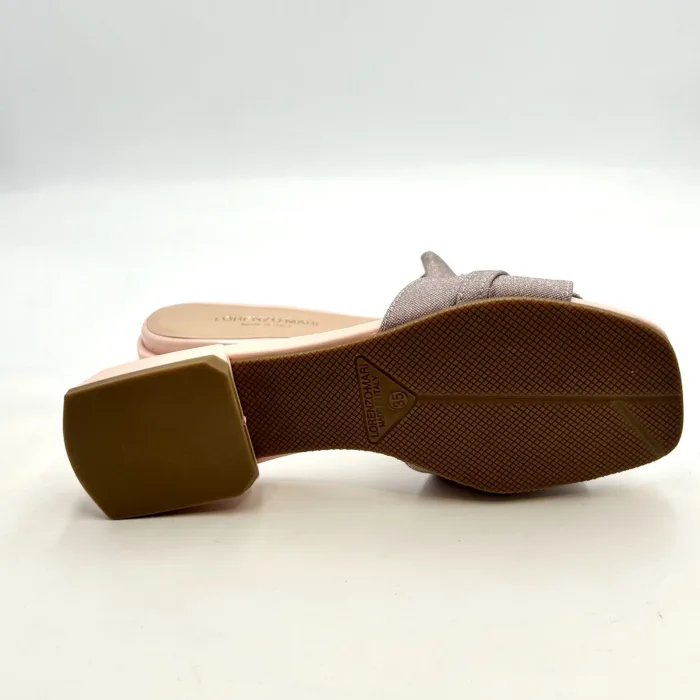 Ciabatta Lorenzo Mari con Accessorio Gioiello in Vernice e Glitter Rosa Tacco 3 cm art. Samu 01, foto 5 di 5