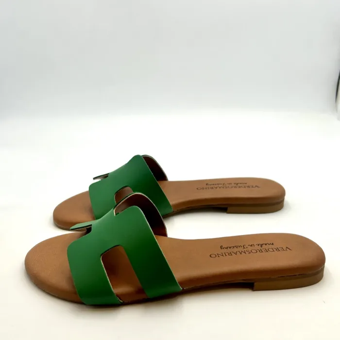 Ciabatta Verde Rosmarino in Nappa Verde, Tacco 2 cm art. 3557, foto 1 di 4