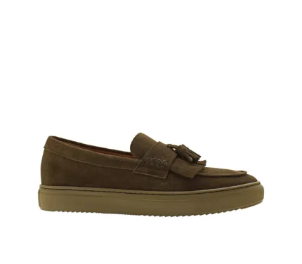 Mocassino Uomo Con Nappine Doucal's In Camoscio Tortora con Fondo Gomma Art. DU3262ERICUY106ZM06