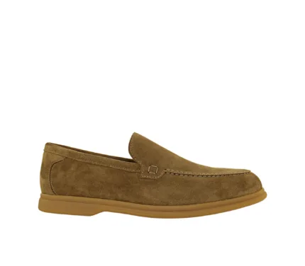 Mocassino Liscio Con Doucal's In Camoscio Beige con Fondo Gomma Bianca Art. DU3267ARTHUY106IV31