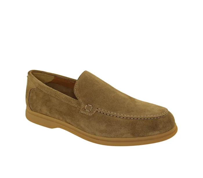 Mocassino Liscio Con Doucal's In Camoscio Beige con Fondo Gomma Bianca Art. DU3267ARTHUY106IV31, foto 2 di 3