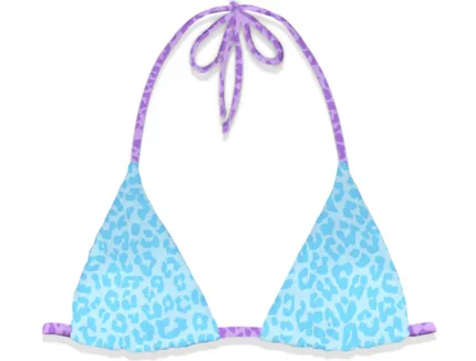 Costume Mc2 Saint Barth Triangolo Fantasia Animalier Azzurra art. Leah Pastel Leopard 3124