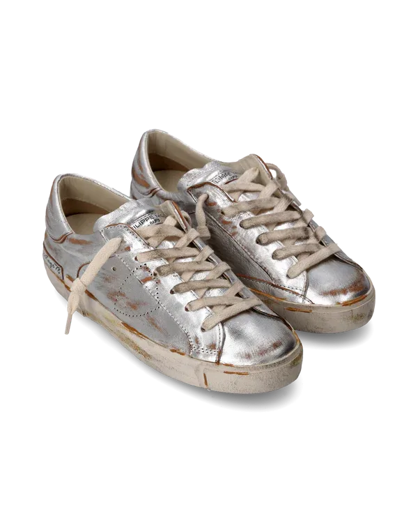 Sneakers Donna Philippe Model Paris Prsx In Pelle di Capra Vintage Argento cod. PRLD HM01, foto 2 di 6