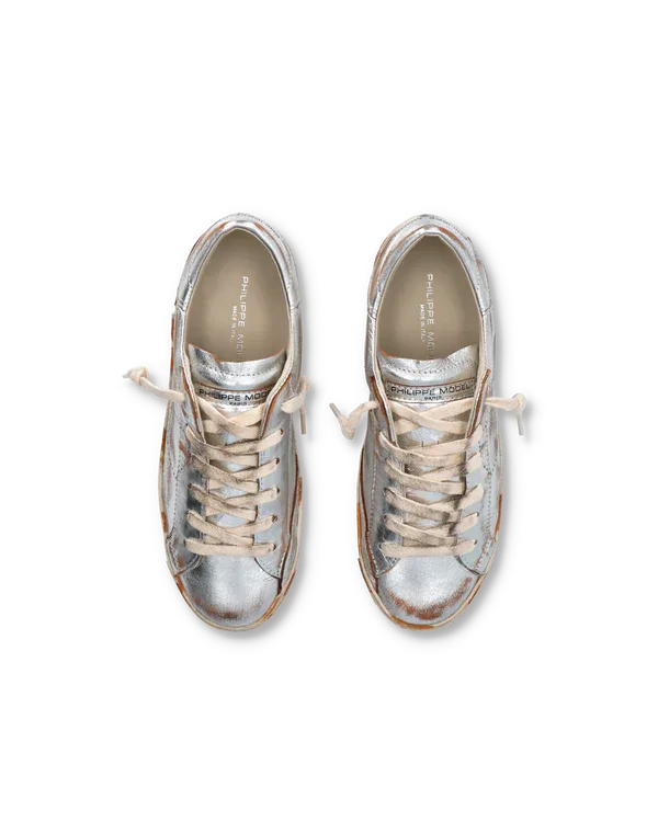 Sneakers Donna Philippe Model Paris Prsx In Pelle di Capra Vintage Argento cod. PRLD HM01, foto 4 di 6
