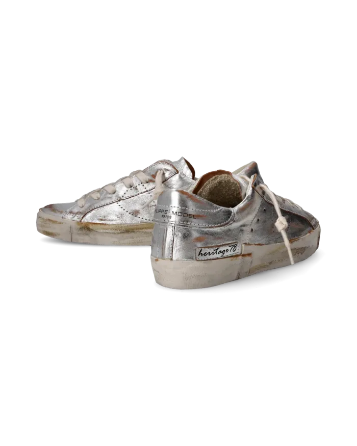 Sneakers Donna Philippe Model Paris Prsx In Pelle di Capra Vintage Argento cod. PRLD HM01, foto 6 di 6