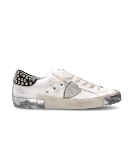 Sneakers Donna Philippe Model Paris Prsx In Pelle Bianca e Spoiler Borchie cod. PRLD SVS1