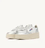 Sneakers Autry Medalist Platform Donna Bicolor in Pelle Bianca e Argento art. PTLW WB18 - immagine 2
