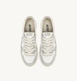 Sneakers Autry Medalist Platform Donna Bicolor in Pelle Bianca e Argento art. PTLW WB18 - immagine 5