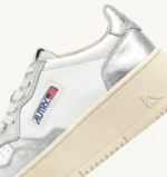 Sneakers Autry Medalist Platform Donna Bicolor in Pelle Bianca e Argento art. PTLW WB18 - immagine 6