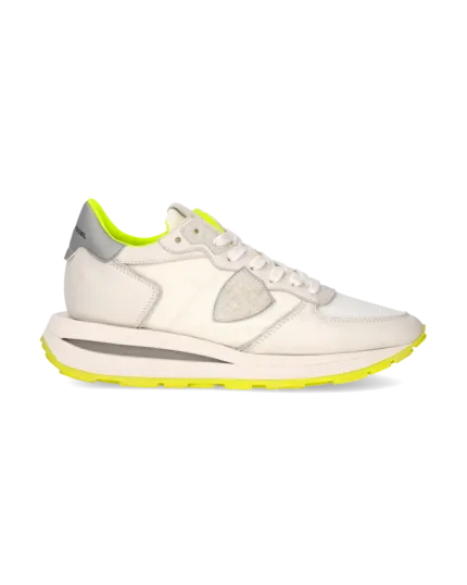 Sneakers Donna Philippe Model Tropez Haute In Pelle Bianca e Dettagli Fluo cod. TKLD WNV3
