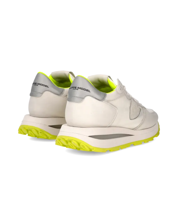 Sneakers Donna Philippe Model Tropez Haute In Pelle Bianca e Dettagli Fluo cod. TKLD WNV3, foto 3 di 6
