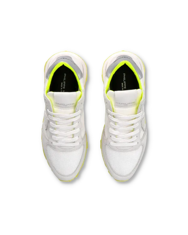 Sneakers Donna Philippe Model Tropez Haute In Pelle Bianca e Dettagli Fluo cod. TKLD WNV3, foto 4 di 6