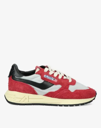 Sneaker Donna Autry Reelwind Low in Suede Rossa e Dettagli Grigi mod. WWLW HN07
