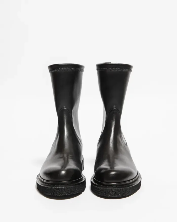 Stivaletto Biker Con Cerniera Guglielmo Rotta Krems In Pelle Nera con Fondo Ultralight, foto 3 di 3