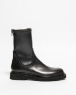 Stivaletto Biker Con Cerniera Guglielmo Rotta Krems In Pelle Nera con Fondo Ultralight