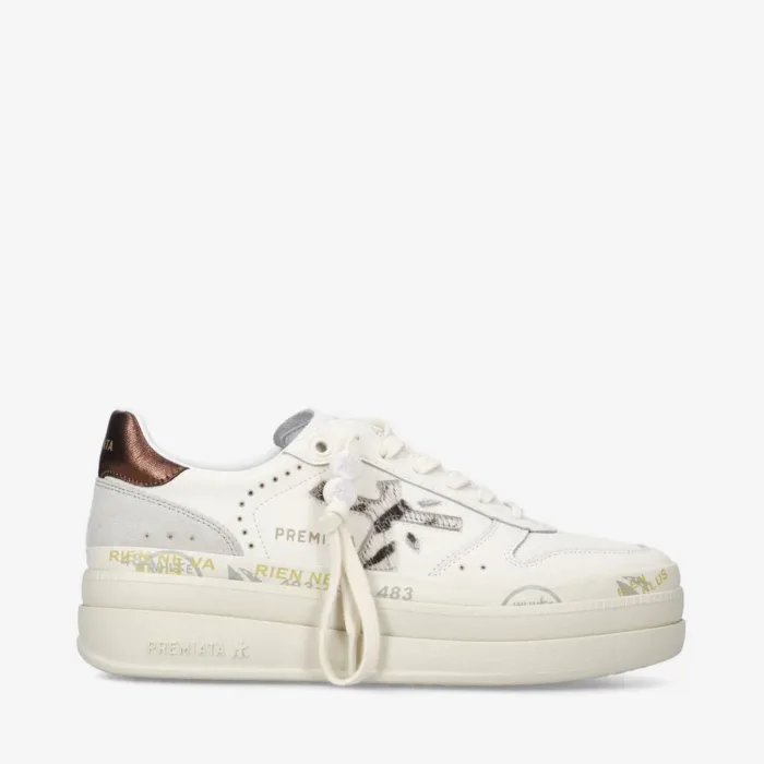 Sneakers Premiata Donna in Pelle Avorio art. Micol 7035, foto 2 di 6