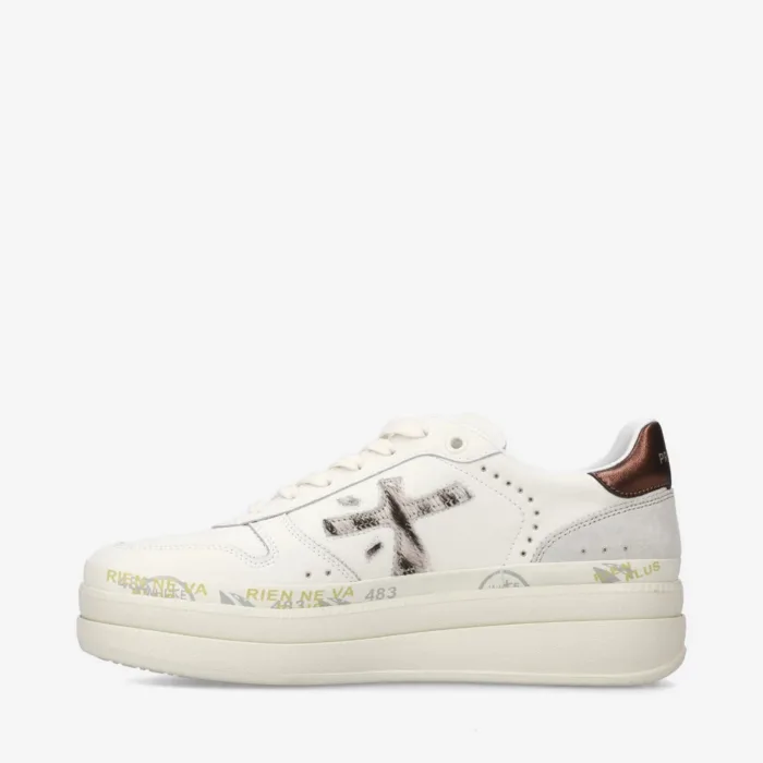 Sneakers Premiata Donna in Pelle Avorio art. Micol 7035, foto 3 di 6