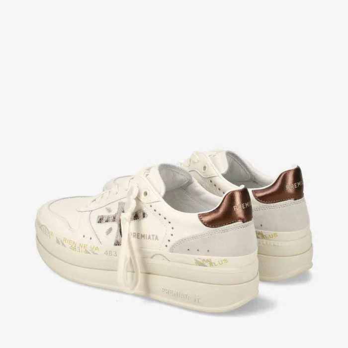 Sneakers Premiata Donna in Pelle Avorio art. Micol 7035, foto 5 di 6