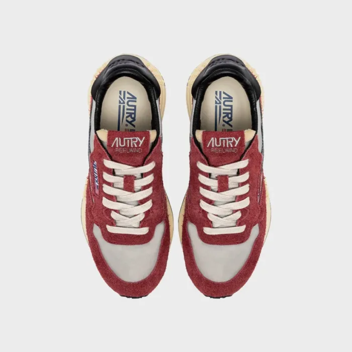 Sneaker Donna Autry Reelwind Low in Suede Rossa e Dettagli Grigi mod. WWLW HN07, foto 3 di 3