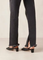 SlingBack Punta Quadrata Alohas In Pelle Nera Con Borchie  H 5 cm art. LINDY STUDS - immagine 5
