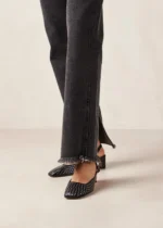SlingBack Punta Quadrata Alohas In Pelle Nera Con Borchie  H 5 cm art. LINDY STUDS - immagine 3