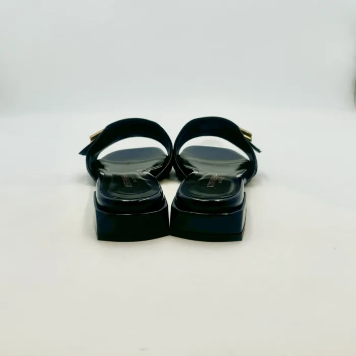 Ciabatta Lorenzo Mari In Vernice Blu Notte Fibbia Oro Tacco 3 cm art. Samu Mag 23, foto 4 di 5