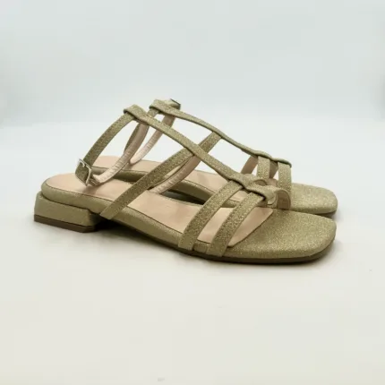 Sandalo Lorenzo Mari In Glitter Oro Tacco 3 cm art. Samu Mag 03