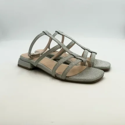 Sandalo Lorenzo Mari In Glitter Argento Tacco 3 cm art. Samu Mag 03