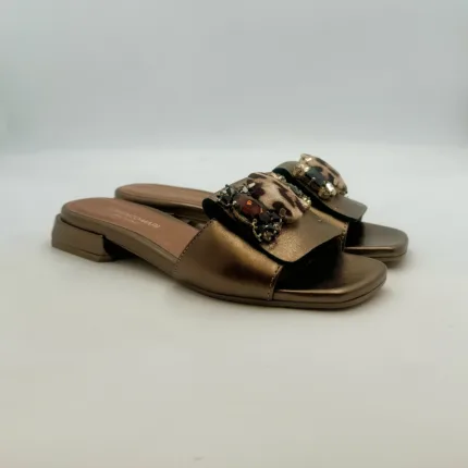 Ciabatta Lorenzo Mari In Pelle Bronzo Tacco 3 cm art. Samu Mag 22