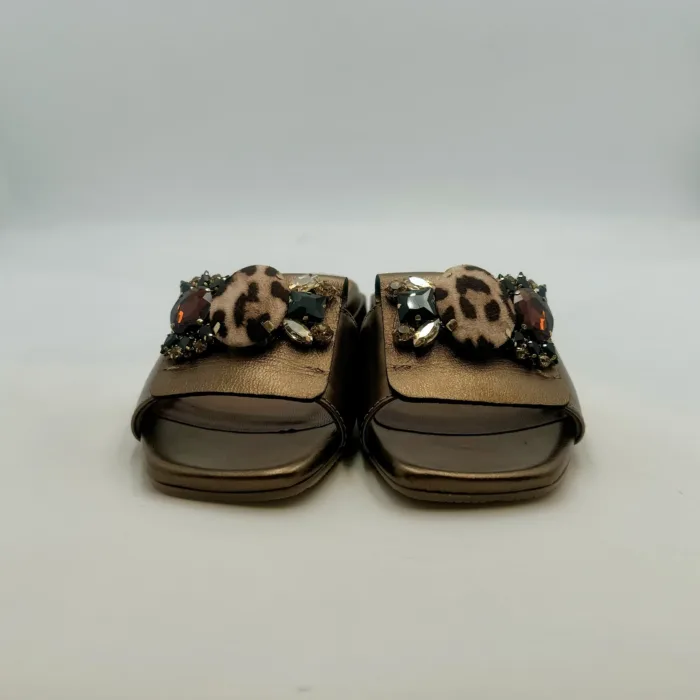Ciabatta Lorenzo Mari In Pelle Bronzo Tacco 3 cm art. Samu Mag 22, foto 2 di 5