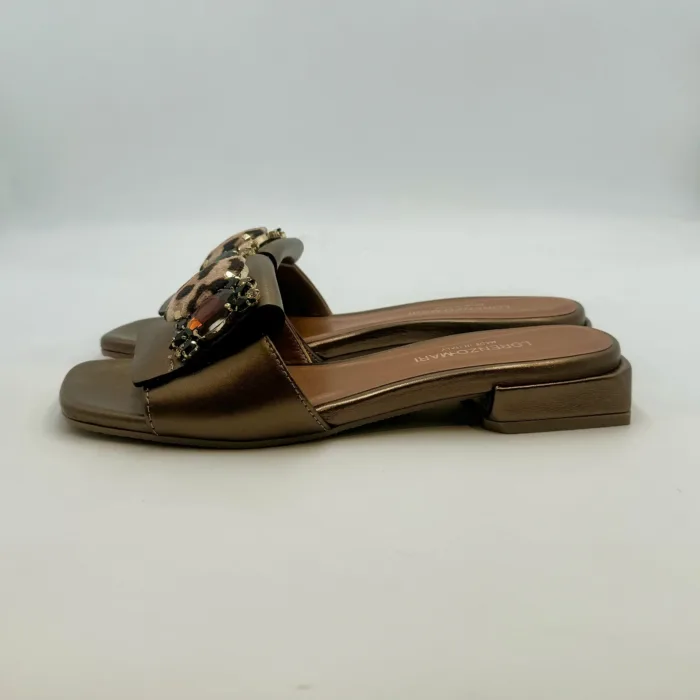 Ciabatta Lorenzo Mari In Pelle Bronzo Tacco 3 cm art. Samu Mag 22, foto 3 di 5