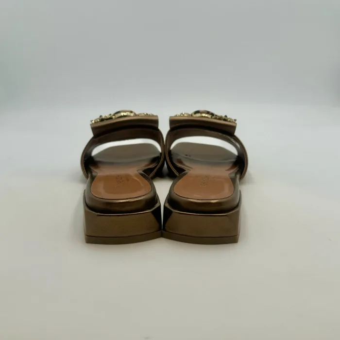 Ciabatta Lorenzo Mari In Pelle Bronzo Tacco 3 cm art. Samu Mag 22, foto 4 di 5