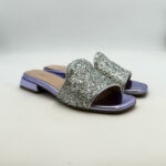 Ciabatta Lorenzo Mari In Glitter Argento Tacco 3 cm art. Samu Mag 20