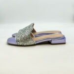 Ciabatta Lorenzo Mari In Glitter Argento Tacco 3 cm art. Samu Mag 20 - immagine 3