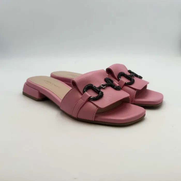 Ciabatta Lorenzo Mari In Nappa Rosa Confetto, Morsetto Gioiello, Tacco 3 cm art. Samu 01, foto 1 di 5
