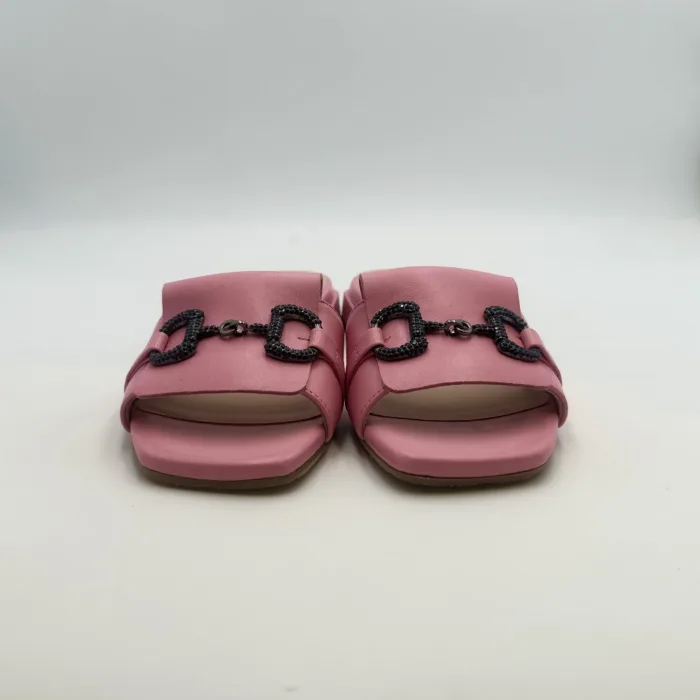 Ciabatta Lorenzo Mari In Nappa Rosa Confetto, Morsetto Gioiello, Tacco 3 cm art. Samu 01, foto 2 di 5