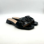 Ciabatta Lorenzo Mari In Vernice Blu Notte, Morsetto Gioiello, Tacco 3 cm art. Samu 01
