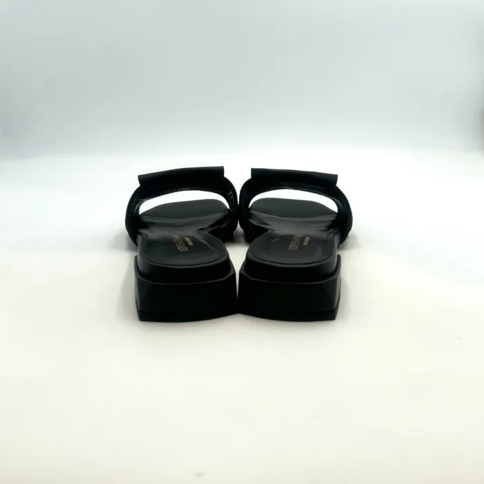 Ciabatta Lorenzo Mari In Pelle Glitter Nera, Morsetto Gioiello, Tacco 3 cm art. Samu 01, foto 4 di 5
