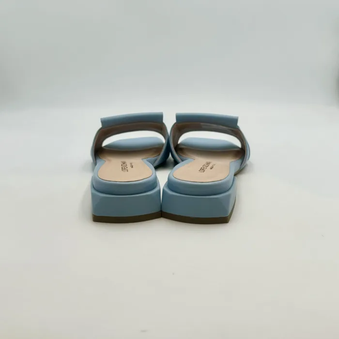 Ciabatta Lorenzo Mari In Pelle Azzurra, Morsetto Gioiello, Tacco 3 cm art. Samu 01, foto 4 di 5