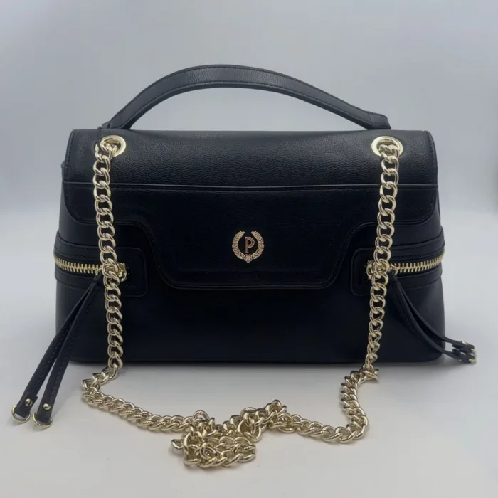 Borsa A Spalla Pollini In Pelle Nera  con cerniere laterali Art. SC4504PP0LSB0000, foto 1 di 2