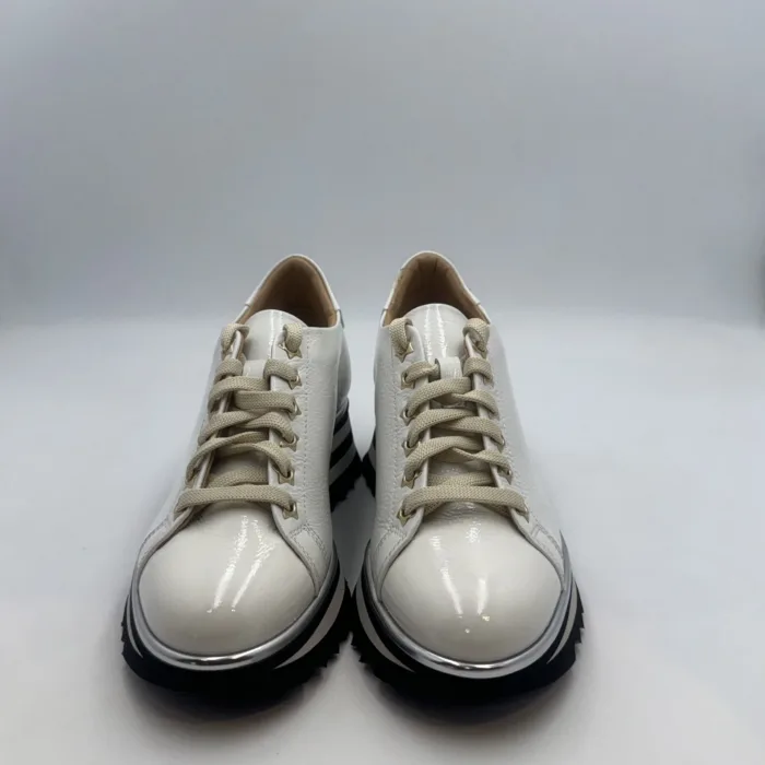 Sneakers Luca Grossi In Pelle Lucida Avorio H 5 cm art. G619M, foto 2 di 4