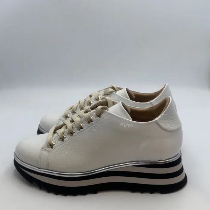 Sneakers Luca Grossi In Pelle Lucida Avorio H 5 cm art. G619M, foto 3 di 4