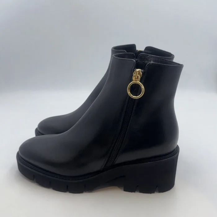Tronchetto Luca Grossi In Pelle Nera Con Doppia Cerniera H 6 cm art. K202T, foto 3 di 4