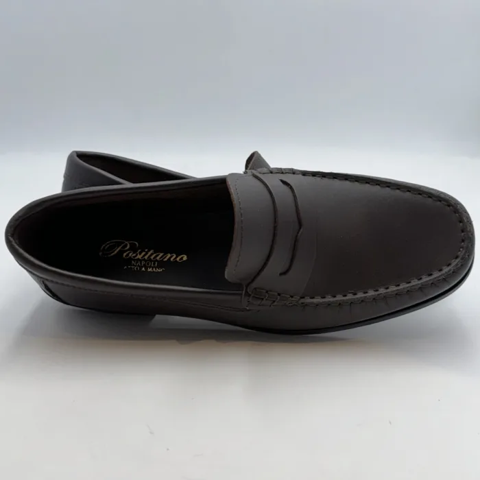 Mocassino Penny Uomo Positano In Pelle Testa di Moro Con Fondo Cuoio Antiscivolo Art. 2154, foto 6 di 6