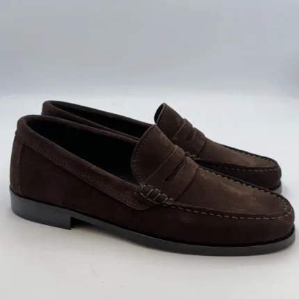 Mocassino Penny Uomo Positano In Camoscio Testa di Moro Con Fondo Cuoio Antiscivolo Art. 2154