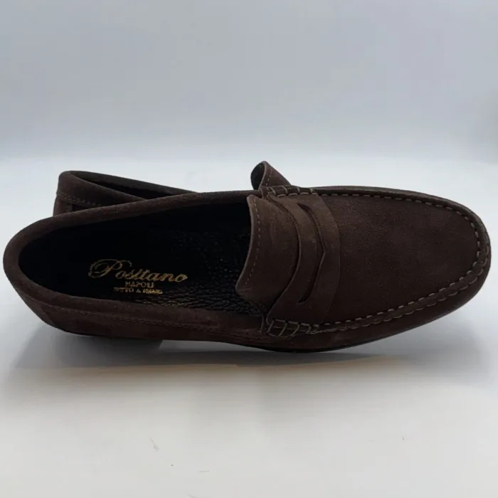 Mocassino Penny Uomo Positano In Camoscio Testa di Moro Con Fondo Cuoio Antiscivolo Art. 2154, foto 6 di 6