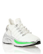 Sneakers Uomo Philipp Plein Sport Runner In Pelle e Tela Bianca Dettagli Verdi e Argento Art PADS USC0579 STE003N - immagine 2